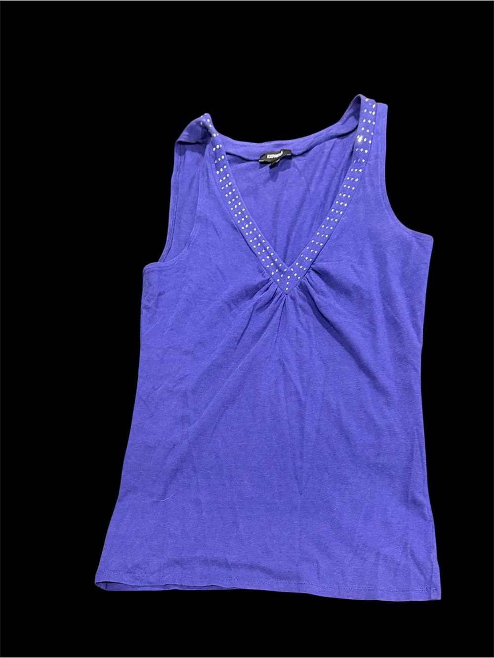 Express Purple V-Neck Studded Tank Top